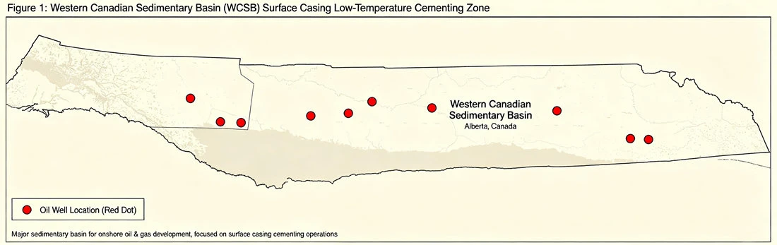 Western Canadian Sedimentary Basin (WCSB) Surface Casing Low-Temperature Cementing Zone